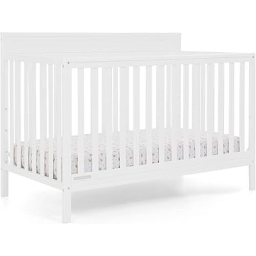 Delta Children Isabelle 6-in-1 Convertible Crib, Converts to Toddler Bed, Daybed, Sofa & Full Bed With/Without Footbaord, Fits Standard Crib Mattress, 3 Mattress Heights for Baby Nursery, Bianca White