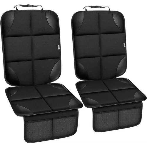 Meolsaek Car Seat Protector for Child Car Seat, Durable 600D Fabric Waterproof Car Seat Cover with Thick Pad Non-Slip Backing (No Imprints) (2 pcs -Black)