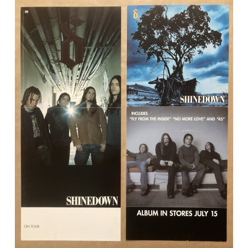 SHINEDOWN Rare 2003 DOUBLE SIDED PROMO TOUR POSTER FLAT for Whisper CD 12x28 USA