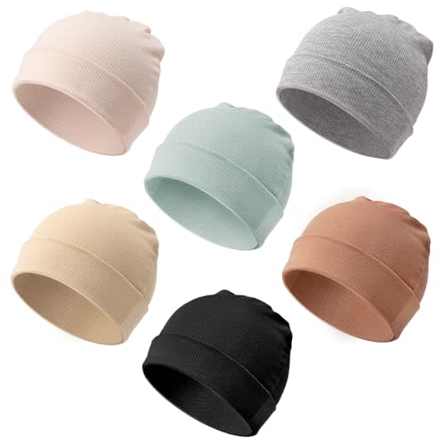DRESHOW BQUBO 6 Pack Baby Newborn Hats Set for Unisex Infant Newborn Toddler Soft Beanie Hat for Boys Girls 0-24 Months