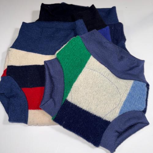 Medium 6-18M 15-22 lb Upcycled Pure Wool Diaper Cover with Felted Liner - Stripes & Patterns