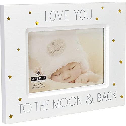 Malden International Designs Baby Memories Love You To Wood With Gold Foil Accents Picture Frame, 4x6, White
