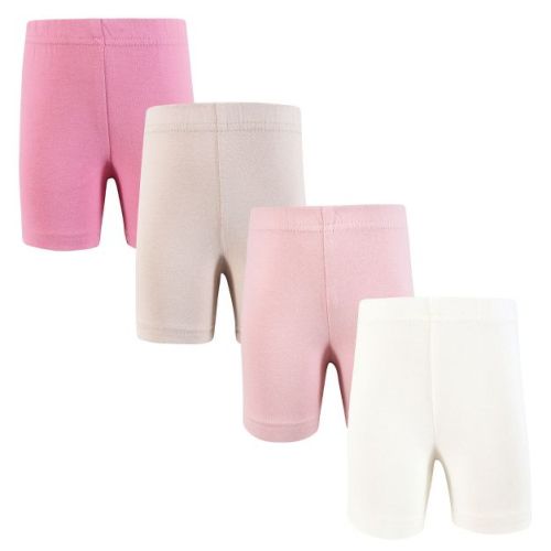 Hudson Baby Infant Girls Shorts Bottoms 4-Pack, Cream Wild Rose