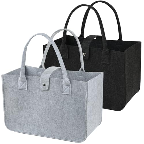 2pcs reusable felt tote bags, XXL size, foldable and versatile