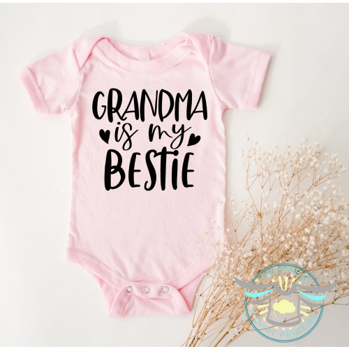 Grandma Is My Bestie Baby Onesie® Grandma Baby Onesie® Cute Baby Onesie® Grandparent Gifts, Announcement, Baby Reveal, Pregnancy Reveal