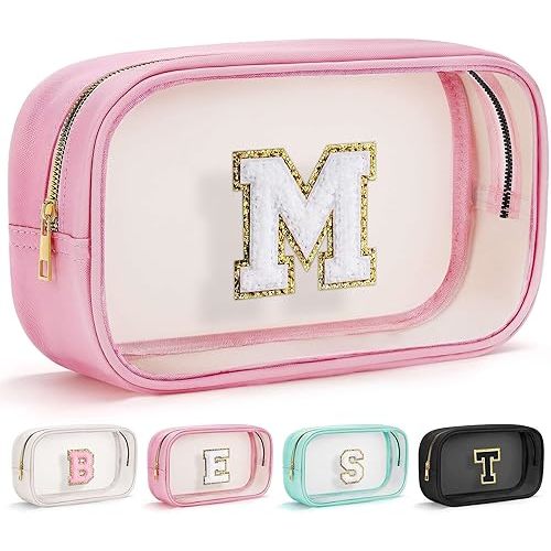 YOOLIFE Graduation Teacher Gifts Travel Toiletry Bag, Clear Makeup Bag Preppy Cosmetic Bags Organizer Travel Essentials Pink Gifts for Girls Teen Girlfriend Kids Birthday Gift Preppy Stuff M