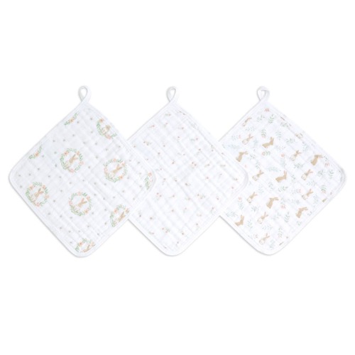 Blushing Bunnies Muslin Washcloths 3pk | aden + anais