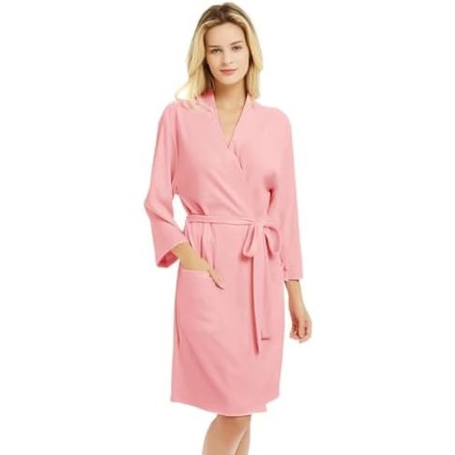 U2SKIIN Womens Robes, 100% Cotton Lightweight Robes 3/4 Sleeves Kimono Knit Soft Loungewear Short Bathrobe