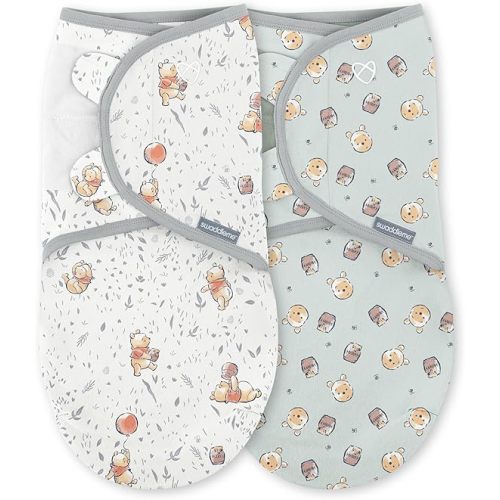 SwaddleMe by Ingenuity Monogram Collection Baby Swaddle, 100% Cotton, Improves Sleep & Calms Startle Reflex, 0-3 Months, Pocket Fold Design for Easy Changes, 1.0 TOG, 3-Pack - Elephant Dance
