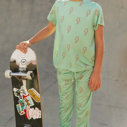 Youth Jogger Set In Teal Lightning