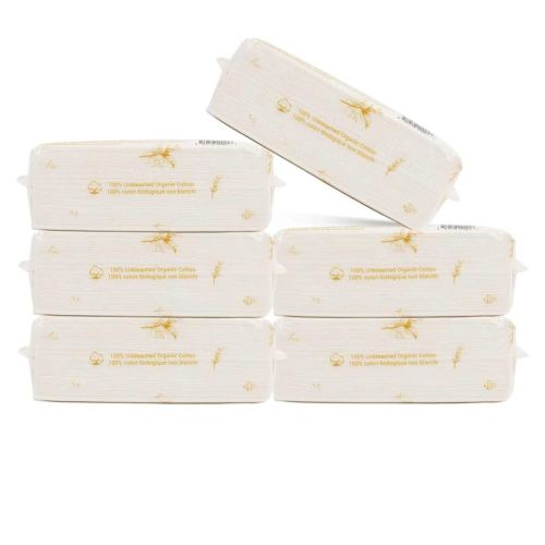 Organic Cotton Dry Baby Wipes For Sensitive Skin - Cashmere Feel, Wet and Dry Dual Use for Baby and Adult Skin Care and Daily Use(6 Packs, 100 Wipes/Pack)
