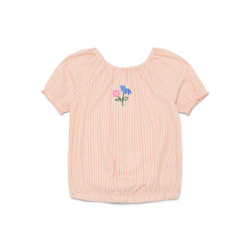 Wonder Nation Little Girls Puff Sleeve Top with Embroidery, Sizes 4-10