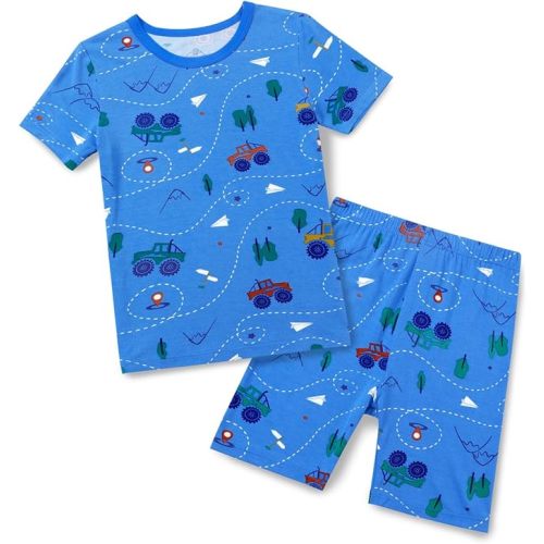 Bamboo Viscose Toddler Car Pajamas Boys Girls Kids Short Cool Summer 12M-8Y Snug fit Pjs Set 2pcs