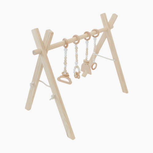Poppyseed Play Natural Pine Wood Baby Gym - White Toys