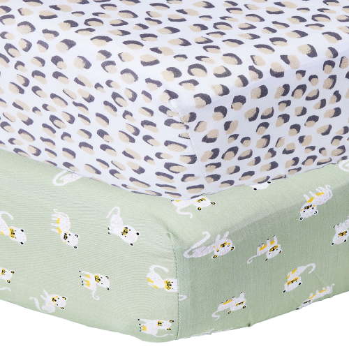 Parent's Choice 2-Pack 100% Cotton Infant Fitted Crib Sheets, Cheetah