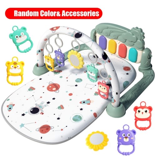 Musical Baby Gym Play Mat with Piano, Activity Center Tummy Time Floor Mat for Newborns and Infants, Multi-Color, Interactive Hanging Toys, Early Development Lights & Sounds, Assembly Required, Polyester Fiber, Ideal Gift for Holidays