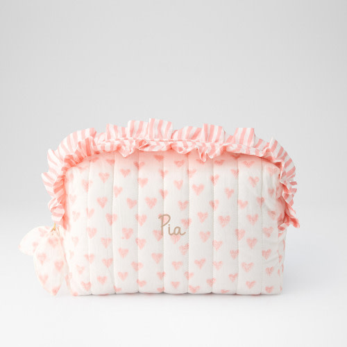 Block Print Ruffle Cosmetic Pouch