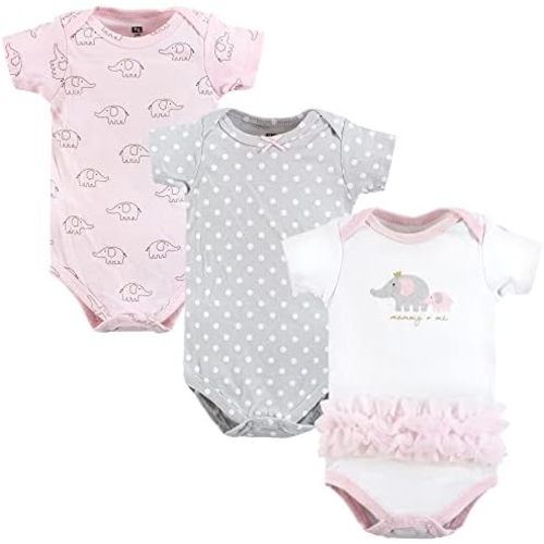 Hudson Baby baby-girls Cotton Bodysuits 3-pack