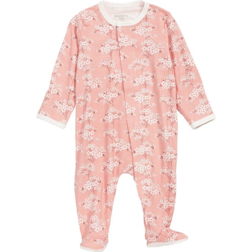 Baby Cherry Blossom Magnetic Footie, 3-6M, Pink