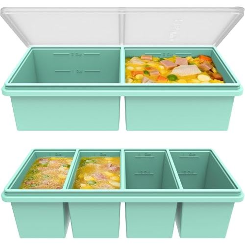 Silicone Soup Freezer Molds with Lids, 2 Cup & 1 Cup Combo, 2 Pack