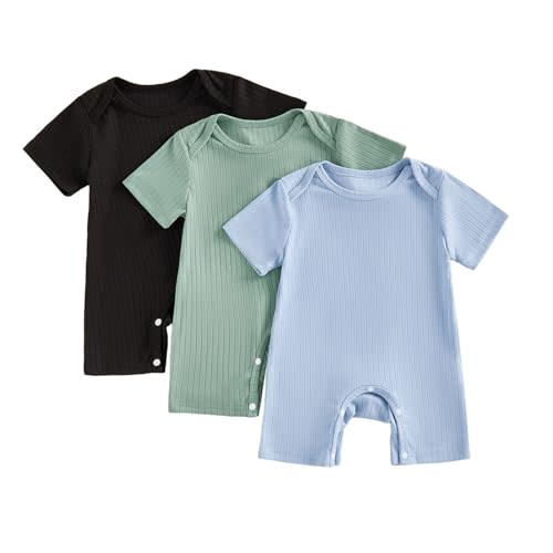 Baby Boys Girls Clothes Newborn 3-pack Romper Solid Short Sleeve One Piece Jumpsuit Infant Summer Spring Outfits
