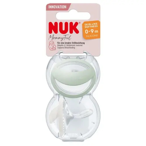 Nuk Mommy Feel Orthodontic Silicone Soother 0-9 Months 2 Pack - Mint Offwht | Baby Bunting AU
