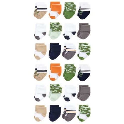 Luvable Friends Cotton Rich Baby Terry Socks 24-Pack, Camo, 0-6 Months