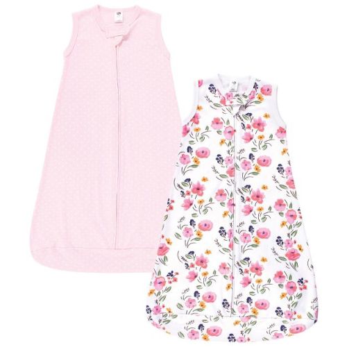 Hudson Baby Infant Girl Cotton Long-Sleeve Wearable Sleeping Bag, Sack, Blanket, Floral Bouquet Sleeveless, 0-3 Months