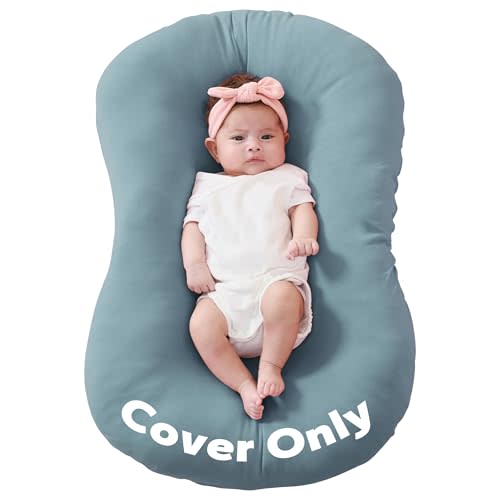 FUNUPUP Baby Lounger Cover Only Rayon Derived from Bamboo Compatible with Snuggle Me Lounger, Infant Lounger Pillow Cover for Newborn, Removable Elastic Newborn Lounger Cover,Cover Only,Sea Blue
