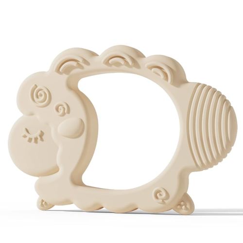 Moonkie Teething Toy, Safe & Easy to Hold BPA Free Silicone Baby Soothing Teethers, Prevent Finger Sucking Teether Toys Best for Babies 0-6 6-12 Months (Sheep Shifting Sand)