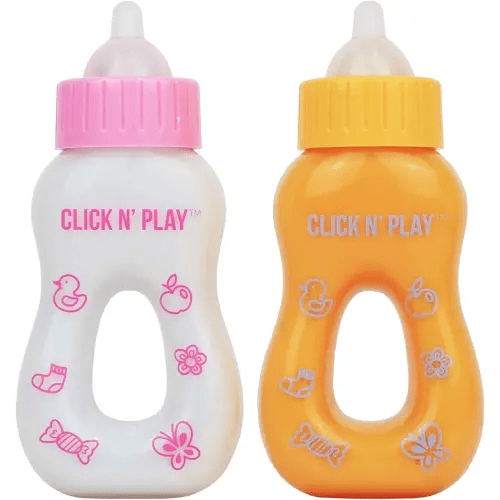 Click N' Play Magic Toy Set, Play Baby Bottles with Disappearing Milk & Juice, Doll Accessories for Kids & Toddlers, Great Gift for Little Girls Ages 2-4