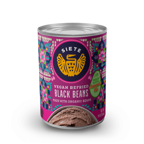 Siete Family Foods, Canned Refried Black Beans, 16 oz.