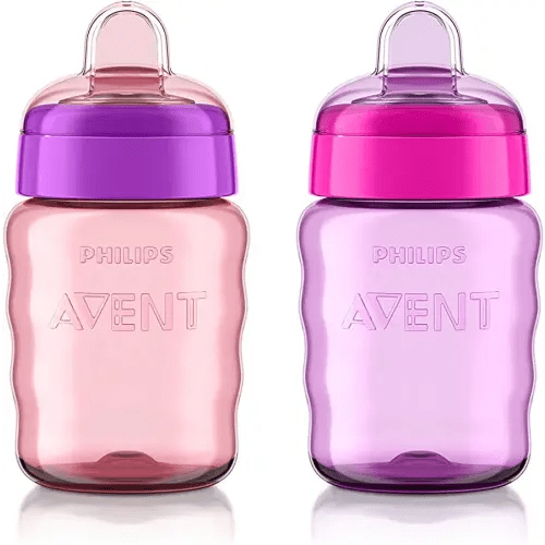 Philips AVENT My Easy Sippy Cup with Soft Spout and Spill-Proof Design, Pink/Purple, 9oz, SCF553/23 (Pack of 2)