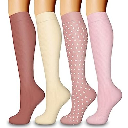 4 Pairs-Compression Socks for Women&Men Circulation-Best Support for Nurses,Running,Athletic