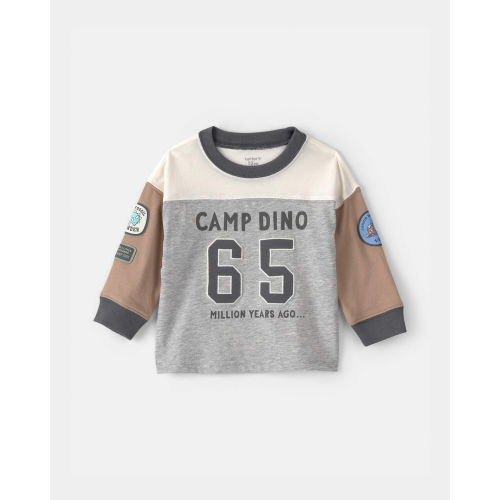Baby Boy 'Camp Dino' Long-Sleeve T-Shirt - Brown/Grey | Carter's