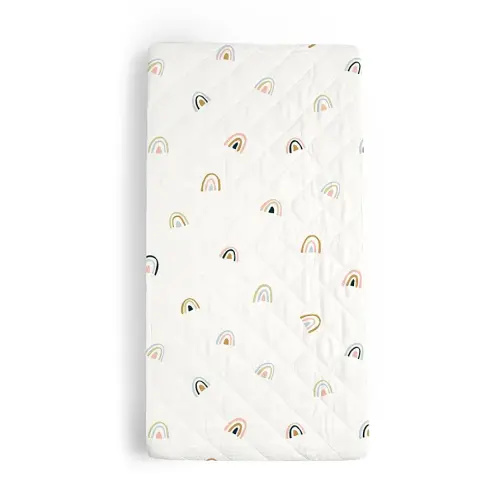 Makemake Organics Organic Changing Pad Cover GOTS Certified Organic Cotton Changing Table Cover Non Toxic Quilted Ultra Soft Girls Boys Neutral Nursery (16"x33", Rainbow)