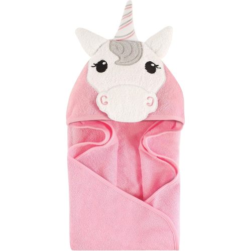 Hudson Baby Unisex Baby Cotton Animal Face Hooded Towel, Unicorn, One Size