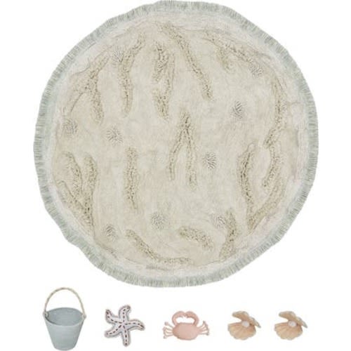 Island Washable Cotton Rug, Basket & Sea Creature Set