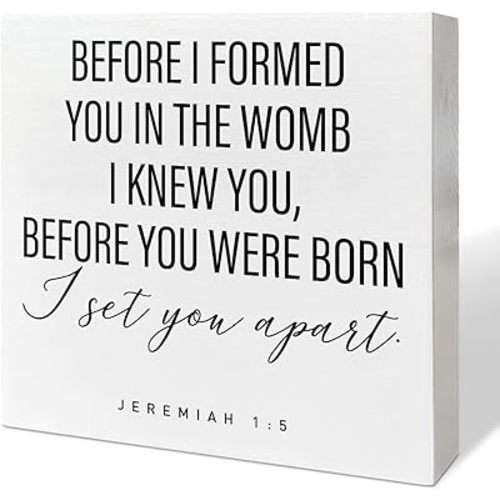 Nursery Desk Wooden Box Sign Decor, Before I Formed You in The Womb, Nursery Scripture Decor Newborn Baby Kid Children Room Desk Bible Verse Religious Decoration Baby Shower Christian Baptism Gifts