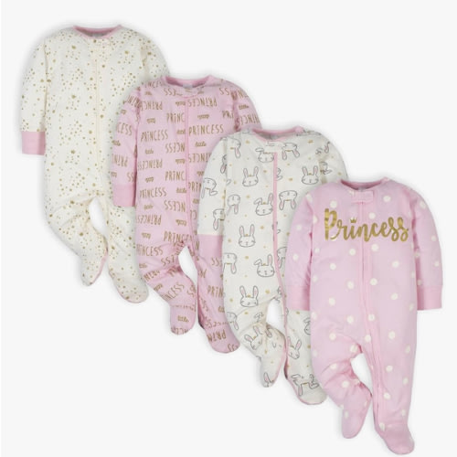 Gerber baby-girls 4 Pack Sleep N' Play Footie