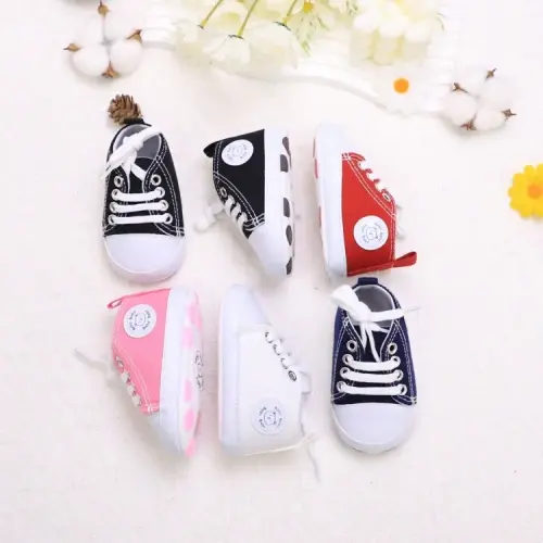 RABEISIR Bear Patterned Canvas Lace-Up Anti-Slip Infant Walking Shoes, Indoor & Outdoor Fashionable Footwear For Spring And Autumn | SHEIN USA