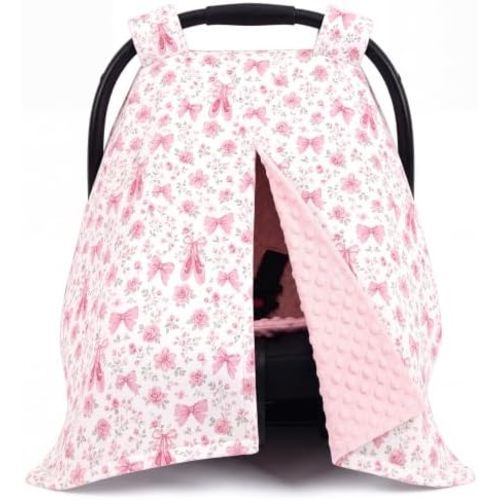 Minky Baby Car Seat Cover, Butterfly Floral Winter Canopy