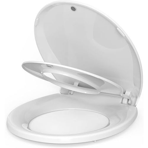 Toilet Seat, Round Toilet Seat with Toddler Seat Built in, Potty Training Toilet Seat Round Fits Both Adult and Child, with Slow Close and Magnets- Round