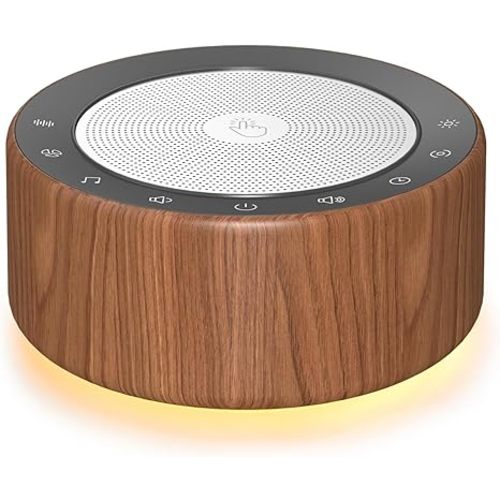 Kipcush White Noise Machine with Night Light – Nursery Sound Machine with Soft Non-Glare Lamp, 30 Soothing Sounds, 8 Color Lights, Up to 8-Hour Timer for Baby & Adults