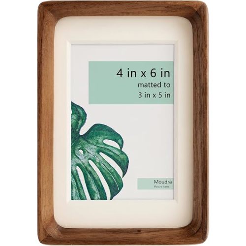 Handcrafted Solid Wood Picture Frame with Mat for Wall or Tabletop Display, Perfect for Photos and Artwork. (Walnut, 4"x6" matted to 3"x5")