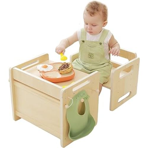 Montessori Weaning Table and Chair Set - Adjustable Design for Toddlers, Ideal for Mealtime, Learning, and Play