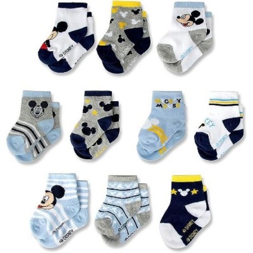 Mickey Mouse Baby Boy's 10-Pack Infant Socks, 0-6 Months