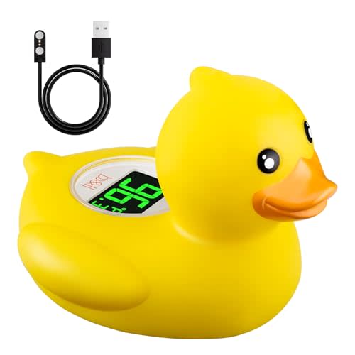 b&h Baby Bath Thermometer - USB Rechargeable, Instant & Accurate Temperature Readings, Waterproof, Digital Water Temperature Monitor for Newborns & Toddlers (Classic Charging Duck)