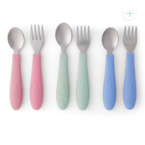 Babies/Toddler Stainless Steel Spoons + Forks with Silicone Handle