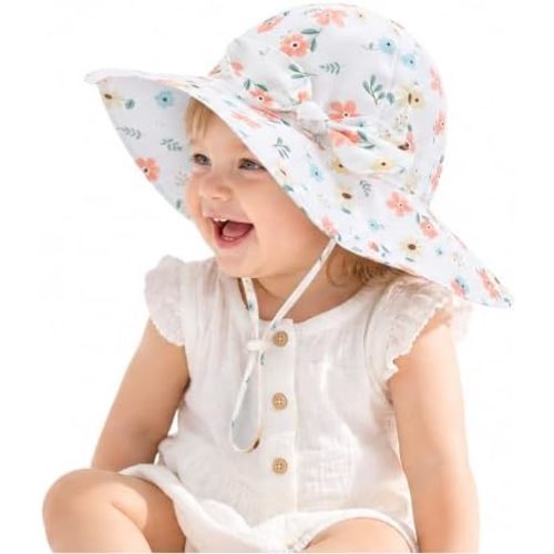 Baby Toddler Infant Girls Bucket Sun Hats Protection Beach UPF 50+ Toddler Wide Brim Bucket Summer Hats
